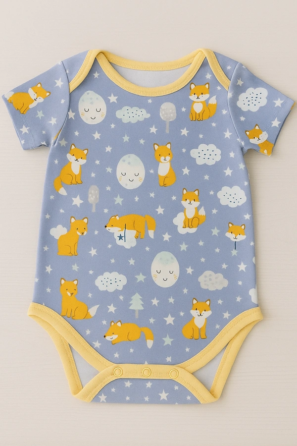 Adhigams Cosmic Night New Born Baby Unisex Rompers/Jumpsuit/Sleepsuit/Night Suits for Baby Boys & Girls, Infants, 100% Pure Cotton Suit (0-3/3-6/6-9/9-12/12-18 Months) (Pack of 1) (Blue)