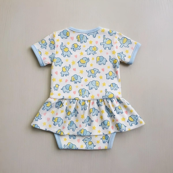 adhigams Baby Elephant New Born Baby Unisex Rompers/Jumpsuit/Sleepsuit/Night Suits for Baby Boys & Girls, Infants, 100% Pure Cotton Suit (0-3/3-6/6-9/9-12/12-18 Months) (Pack of 1) (Blue)