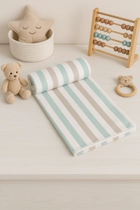 adhigams New Born Baby Jungle on Wheels Stylish Cotton Blanket for Baby boy and Girl | for 0 to 12 Months (Pack of 1) (Stripe Brown) - 0-12 M