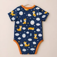 adhigams Cosmic Night New Born Baby Unisex Rompers/Jumpsuit/Sleepsuit/Night Suits For Baby Boys & Girls, Infants, 100% Pure Cotton Suit (0-3/3-6/6-9/9-12/12-18 Months) (Pack Of 1) (Dark Blue)
