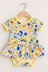 adhigams Sky Dancer New Born Baby Unisex Rompers/Jumpsuit/Sleepsuit/Night Suits for Baby Boys & Girls, Infants, 100% Pure Cotton Suit (0-3/3-6/6-9/9-12/12-18 Months) (Pack of 1) (Yellow)