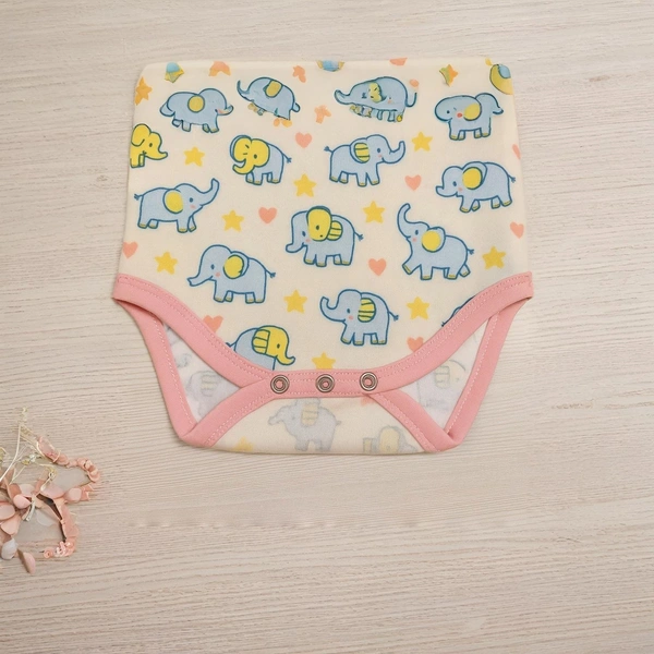 Adhigams Baby Elephant New Born Baby Unisex Rompers/Jumpsuit/Sleepsuit/Night Suits for Baby Boys & Girls, Infants, 100% Pure Cotton Suit (0-3/3-6/6-9/9-12/12-18 Months) (Pack of 1) (Beige) - New Born