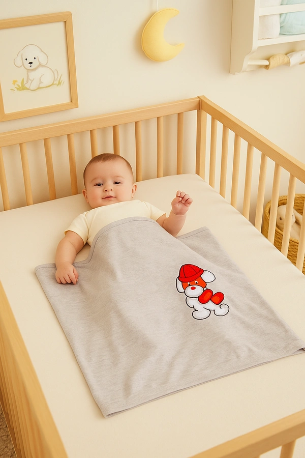 Adhigams Baby Blanket for Newborn – Super Soft Organic Cotton, Lightweight & Breathable Wrapper, Skin-Friendly Comforter for AC Room & All Season Sleeping ( Pack of 1) - 0-12 M, Grey