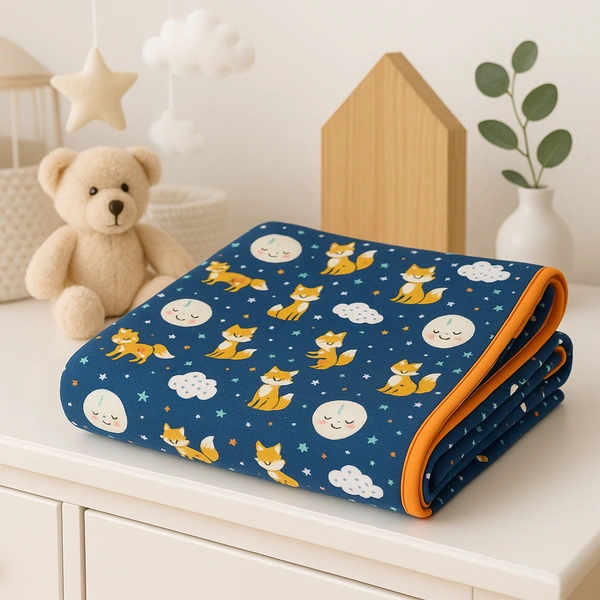 adhigams New Born Baby Cosmic Night Stylish Cotton Blanket for Baby boy and Girl | for 0 to 12 Months (Pack of 1) (Dark Blue) - 0-12 M