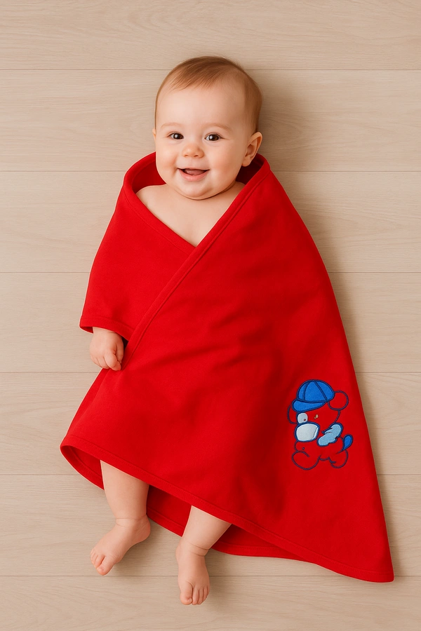 adhigams Adhigams Baby Blanket for Newborn – Super Soft Organic Cotton, Lightweight & Breathable Wrapper, Skin-Friendly Comforter for AC Room & All Season Sleeping ( Pack of 1) - 0-12 M, Red