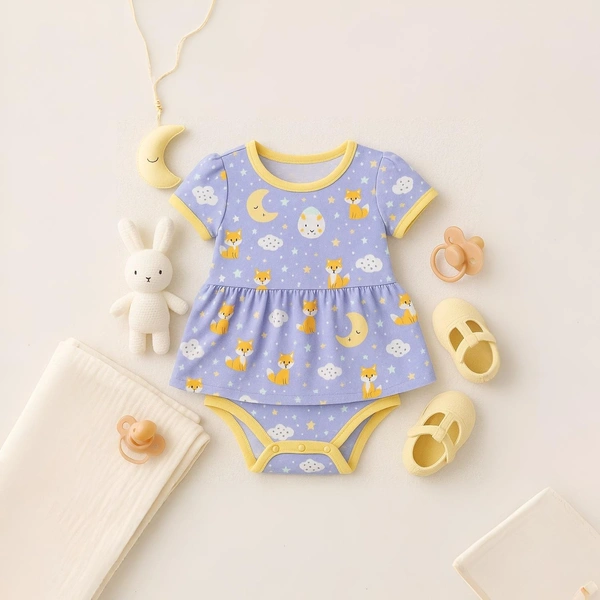 Adhigams Cosmic Night New Born Baby Unisex Rompers/Jumpsuit/Sleepsuit/Night Suits For Baby Boys & Girls, Infants, 100% Pure Cotton Suit (0-3/3-6/6-9/9-12/12-18 Months) (Pack Of 1) (Blue)