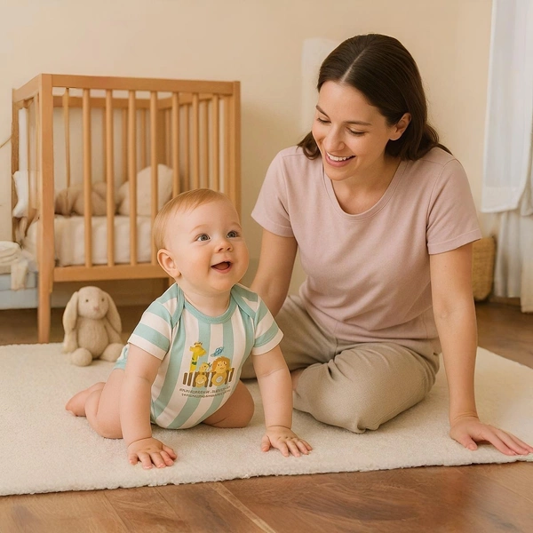 Adhigams Jungle On Wheels New Born Baby Unisex Rompers/Jumpsuit/Sleepsuit/Night Suits For Baby Boys & Girls, Infants, 100% Pure Cotton Suit (0-3/3-6/6-9/9-12/12-18 Months) (Pack Of 1) (Stripe Brown)