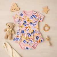 Adhigams Sky Dancer New Born Baby Unisex Rompers/Jumpsuit/Sleepsuit/Night Suits for Baby Boys & Girls, Infants, 100% Pure Cotton Suit (0-3/3-6/6-9/9-12/12-18 Months) (Pack of 1) (Pink)