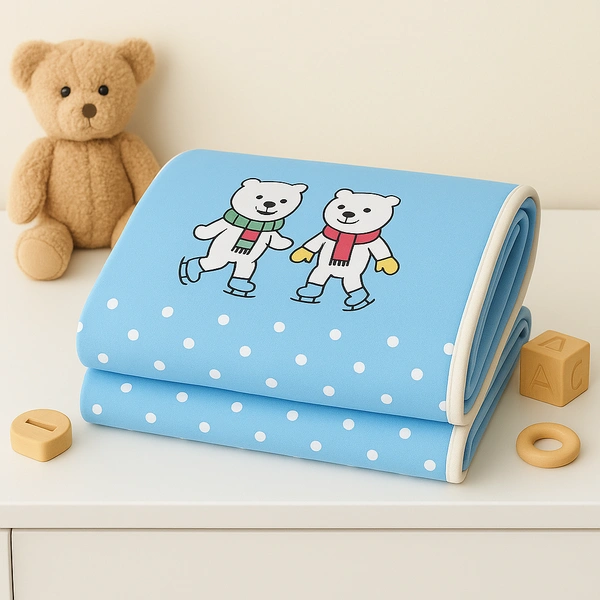 adhigams New Born Baby Jolly Bear Stylish Cotton Blanket for Baby boy and Girl | for 0 to 12 Months (Pack of 1) (Blue) - 0-12 M