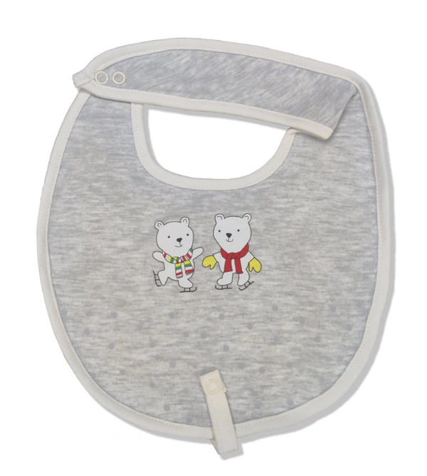 adhigams Jolly Bear Cotton Baby Neck Cloth Feeding Drool Bibs With Adjustable Snap Button Closure, Super Absorbent & Reusable, Soft, Comfortable & Lightweight Bandana, Bibs - 0-12 M
