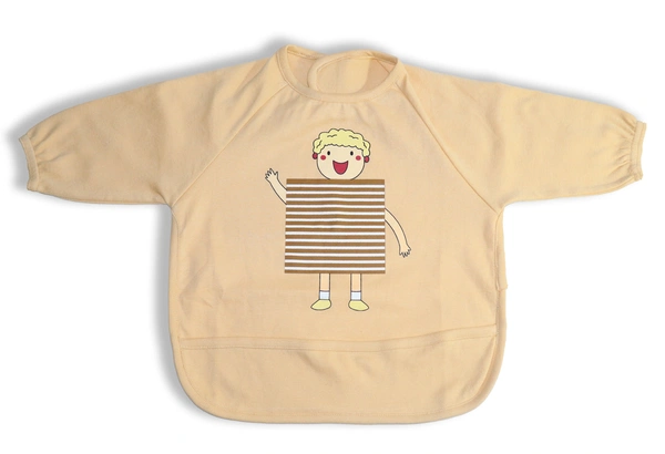 Adhigams Jolly Bear Cotton Baby Neck Cloth Feeding Drool Bibs with Adjustable Snap Button Closure, Super Absorbent & Reusable, Soft, Comfortable & Lightweight Bandana, Bibs (Beige)