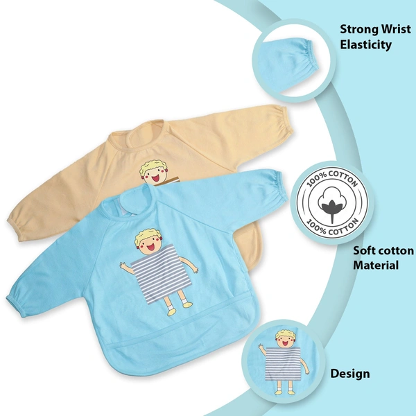 Adhigams Jolly Bear Cotton Baby Neck Cloth Feeding Drool Bibs with Adjustable Snap Button Closure, Super Absorbent & Reusable, Soft, Comfortable & Lightweight Bandana, Bibs (Beige)