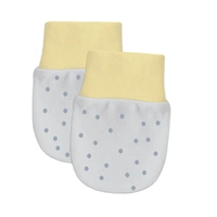 Adhigams Jolly Bear Newborn Cotton Hand Gloves/Muthi/Hosiery Mittens Set with Gentle Elastic Thread Wristbands | Unisex Mittens for 0-12 Months (Pack of 2 Pairs) - 0-6 M