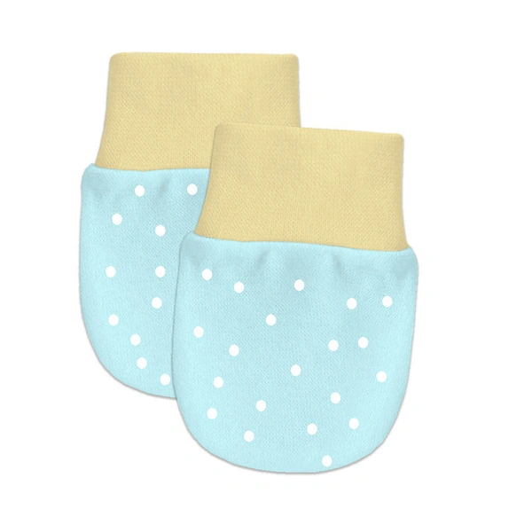 Adhigams Jolly Bear Newborn Cotton Hand Gloves/Muthi/Hosiery Mittens Set with Gentle Elastic Thread Wristbands | Unisex Mittens for 0-12 Months (Pack of 2 Pairs) - 0-6 M