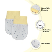 Adhigams Jolly Bear Newborn Cotton Hand Gloves/Muthi/Hosiery Mittens Set with Gentle Elastic Thread Wristbands | Unisex Mittens for 0-12 Months (Pack of 2 Pairs) - 0-6 M