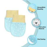 Adhigams Jolly Bear Newborn Cotton Hand Gloves/Muthi/Hosiery Mittens Set with Gentle Elastic Thread Wristbands | Unisex Mittens for 0-12 Months (Pack of 2 Pairs) - 0-6 M