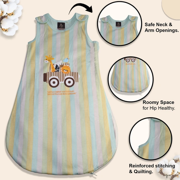 Adhigams Jungle on Wheels Baby Swaddles for Newborns | Carry Nest & Wearable Blanket | Cotton Baby Bedding for New Born & Infant | Unisex Baby Sleeping Bag | For 0 to 12 Months (Pack of 1) (PEACH) - beige