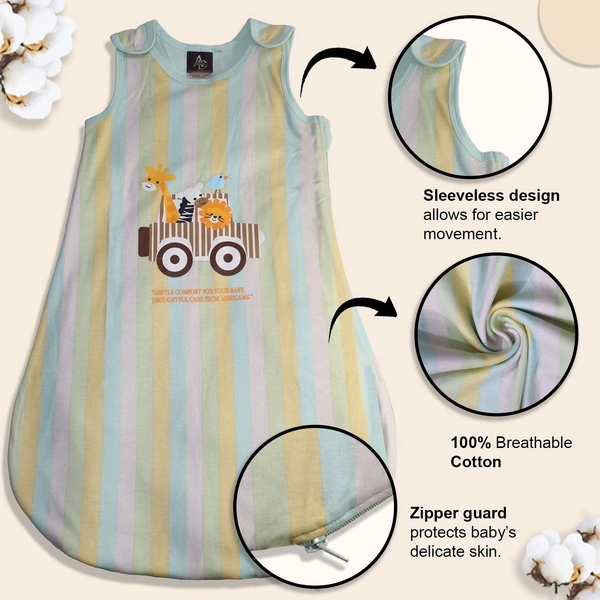 Adhigams Jungle on Wheels Baby Swaddles for Newborns | Carry Nest & Wearable Blanket | Cotton Baby Bedding for New Born & Infant | Unisex Baby Sleeping Bag | For 0 to 12 Months (Pack of 1) (PEACH) - beige