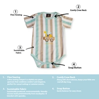 Adhigams Jungle On Wheels New Born Baby Unisex Rompers/Jumpsuit/Sleepsuit/Night Suits For Baby Boys & Girls, Infants, 100% Pure Cotton Suit (0-3/3-6/6-9/9-12/12-18 Months) (Pack Of 1) (Stripe Brown)