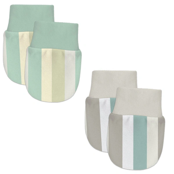 Adhigams Jungle on Wheels Newborn Cotton Hand Gloves/Muthi/Hosiery Mittens Set with Gentle Elastic Thread Wristbands | Unisex Mittens for 0-12 Months (Pack of 2 Pairs) - 6-12 M