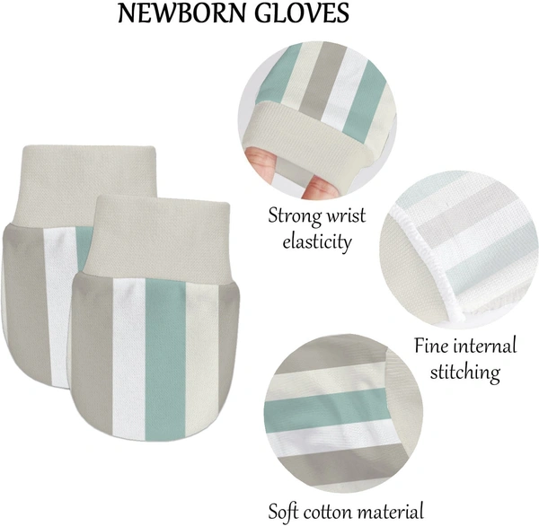 Adhigams Jungle on Wheels Newborn Cotton Hand Gloves/Muthi/Hosiery Mittens Set with Gentle Elastic Thread Wristbands | Unisex Mittens for 0-12 Months (Pack of 2 Pairs) - 6-12 M