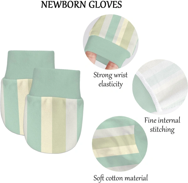 Adhigams Jungle on Wheels Newborn Cotton Hand Gloves/Muthi/Hosiery Mittens Set with Gentle Elastic Thread Wristbands | Unisex Mittens for 0-12 Months (Pack of 2 Pairs) - 6-12 M