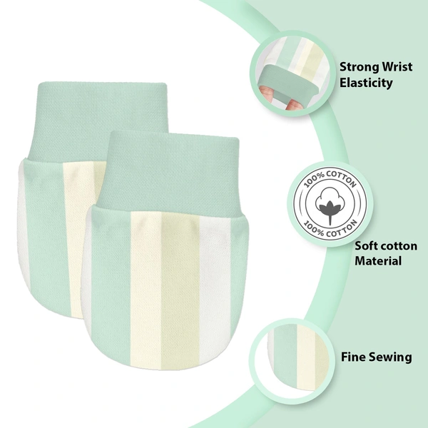 Adhigams Jungle on Wheels Newborn Cotton Hand Gloves/Muthi/Hosiery Mittens Set with Gentle Elastic Thread Wristbands | Unisex Mittens for 0-12 Months (Pack of 2 Pairs) - 6-12 M