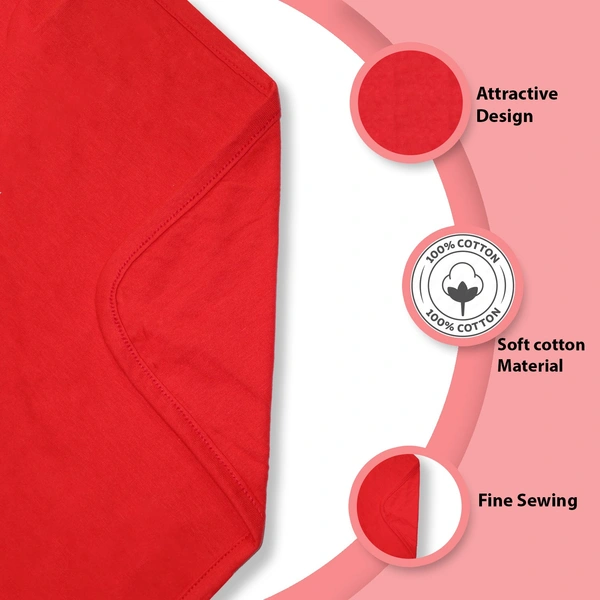 adhigams New Born Baby Babbly Bear Stylish Cotton Hooded Blanket for Baby boy and Girl | for 0 to 12 Months (Pack of 1) (Red) - 0-12 M