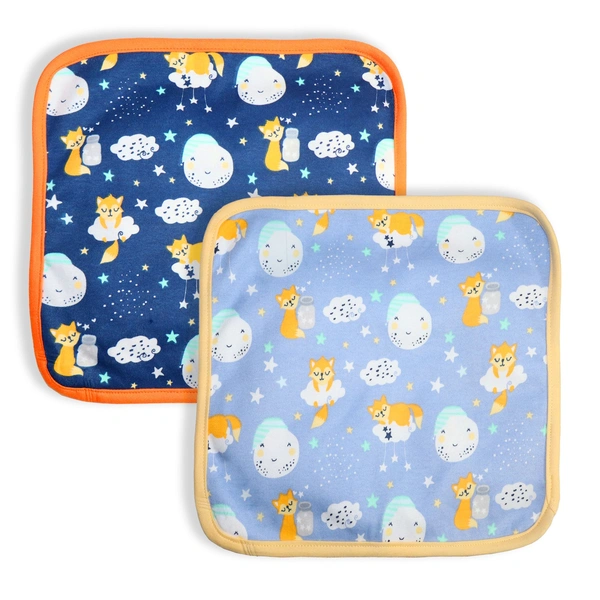 adhigams New Born Baby Cosmic Night Cotton Napkin | Cotton Baby Napkin for Baby boy and Girl (Pack of 2) - 0-24 M