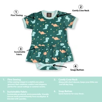 adhigams New Born Baby Dino Doodle Stylish Cotton Romper for Baby Girl | for 3 to 6 Months (Pack of 1) (Green)