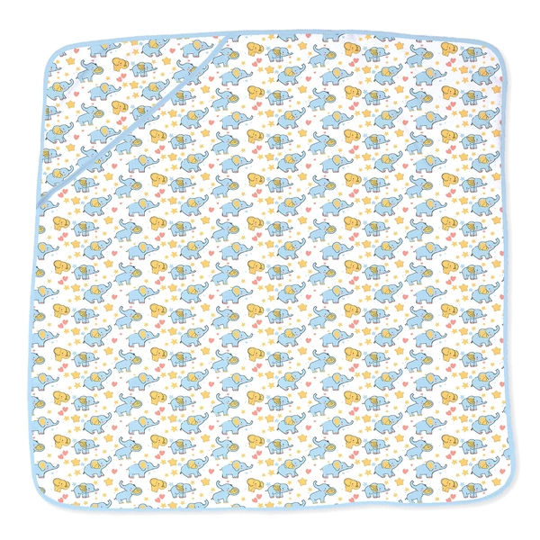 adhigams New Born Baby Elephant Stylish Cotton Hooded Blanket for Baby boy and Girl | for 0 to 12 Months (Pack of 1) (White) - 0-12 M