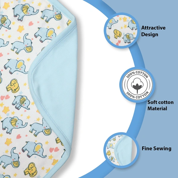 adhigams Adhigams Baby Blanket for Newborn – Super Soft Organic Cotton, Lightweight & Breathable Wrapper, Skin-Friendly Comforter for AC Room & All Season Sleeping ( Pack of 1) - 0-12 M, Blue