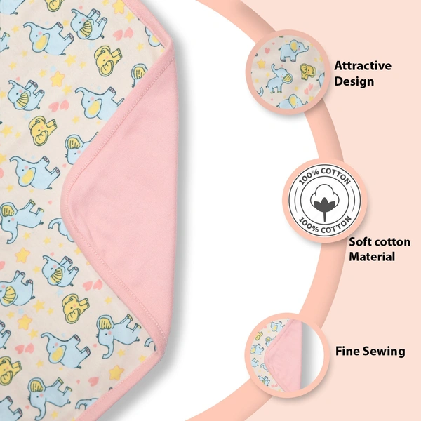 Adhigams New Born Baby Elephant Stylish Cotton Hooded Blanket for Baby boy and Girl | for 0 to 12 Months (Pack of 1) (Baige) - 0-12 MONTH