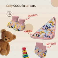 Adhigams New Born Baby Girl Caps/Rompers/Mittons/Booties/Napkins Clothing Gift Set -5 Pieces Sky Dancer (Pink) for 0-6, 6-12 Months