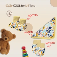 Adhigams New Born Baby Girl Caps/Rompers/Mittons/Booties/Napkins Clothing Gift Set -5 Pieces Sky Dancer (Yellow) for 0-6, 6-12 Months