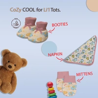 Adhigams New Born Baby Girl Caps/Rompers/Mittons/Booties/Napkins Clothing Gift Set -5 Pieces Baby Elephant (Pink) for 0-6, 6-12 Months