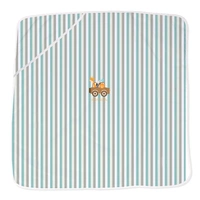 adhigams New Born Baby Jungle on Wheels Stylish Cotton Hooded Blanket for Baby boy and Girl | for 0 to 12 Months (Pack of 1) (Stripe Brown) - 0-12 M