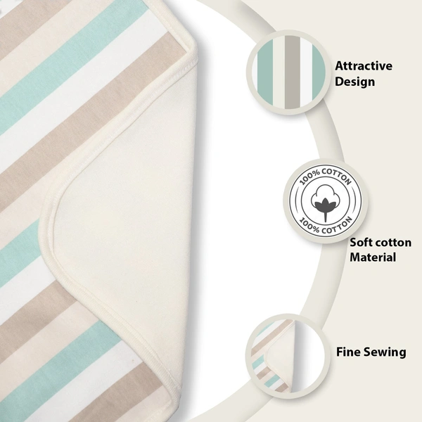 adhigams New Born Baby Jungle on Wheels Stylish Cotton Hooded Blanket for Baby boy and Girl | for 0 to 12 Months (Pack of 1) (Stripe Brown) - 0-12 M