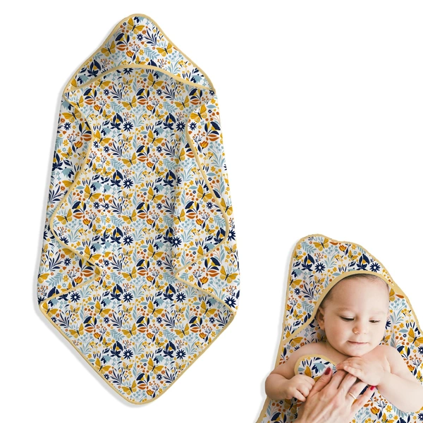 adhigams New Born Baby Sky Dancer Stylish Cotton Hooded Blanket for Baby boy and Girl | for 0 to 12 Months (Pack of 1) (White) - 0-12 M