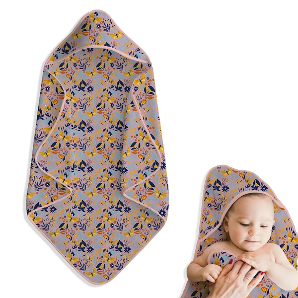 Adhigams New Born Baby Sky Dancer Stylish Cotton Hooded Blanket for Baby boy and Girl | for 0 to 12 Months (Pack of 1) (Peach) - 0-12 MONTH