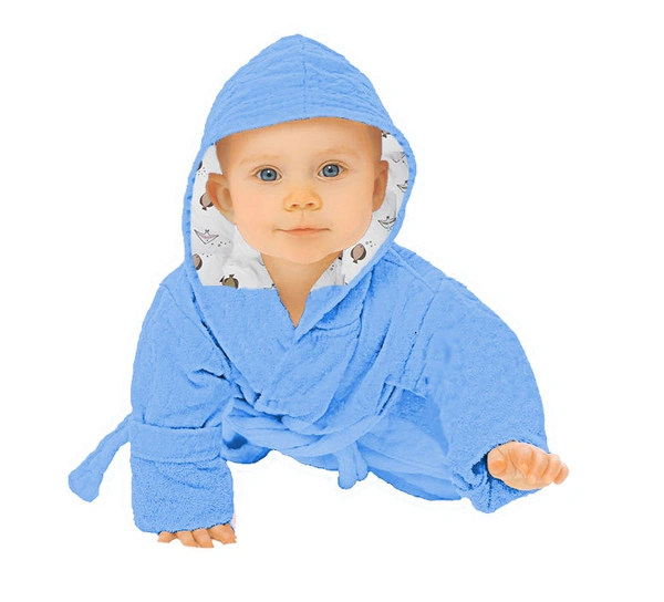 Adhigams New Born Baby Stylish BathRobe/Bath Towel/Baby Wrapper | Unisex Bath Wrap for Baby boy and Girl (6-12, 12-24 Months) (2-4, 4-6 years) (Blue)