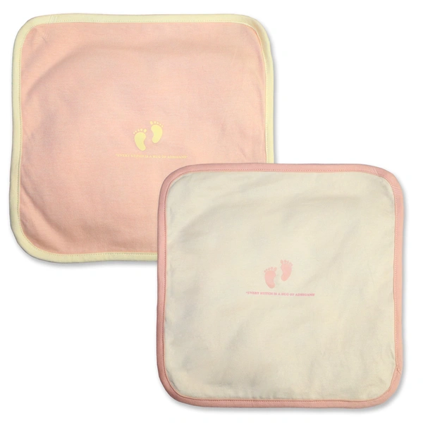 adhigams New Born Baby Tiny Toes Cotton Napkin | Cotton Baby Napkin for Baby boy and Girl (Pack of 2) - 0-24 M