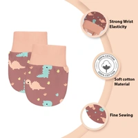 Adhigams New Born Dino Doodle Stylish Cotton Caps/Mittens/Booties | Cotton Baby Set for Baby boy and Girl (Pack of 3) Brown