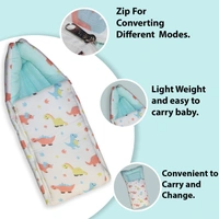 Adhigams New Born Dino Stylish Muslin Sleeping Bag/Carry Nest/Portable Bassinet | Baby Sleeping Bag for Baby boy and Girl (Pack of 1) (0 to 6 Months) (White)