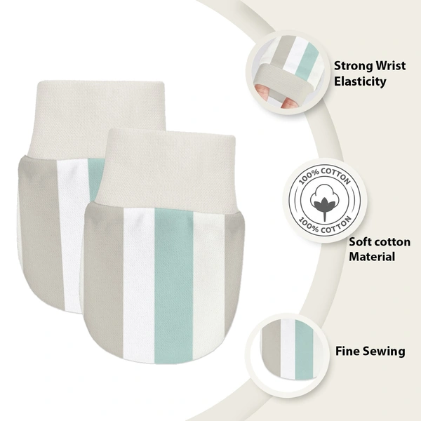 Adhigams New Born Jungle on Wheels Stylish Cotton Caps/Mittens/Booties | Cotton Baby Set for Baby boy and Girl (Pack of 3) multicolour