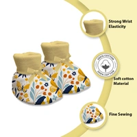 Adhigams New Born Sky Dancer Stylish Cotton Caps/Mittens/Booties | Cotton Baby Set for Baby boy and Girl (Pack of 3) Yellow