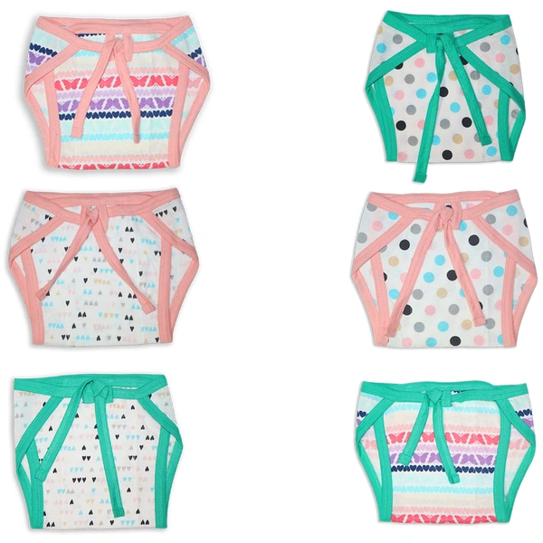 Adhigams Newborn Cotton Nappy Pants (0–6M) – Unisex, Pack of 6, Multicolor