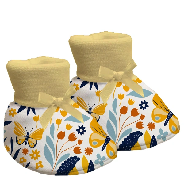 Adhigams Sky Dancer New Born Baby Stylish Cotton Booties for Baby boy and Girl | For 0 to 12 Months (Pack of 2) - 0-6 M