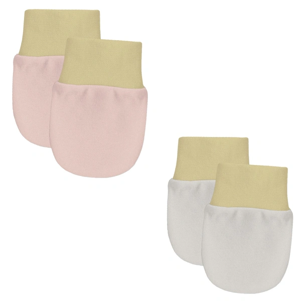 Adhigams Tweetie Newborn Cotton Hand Gloves/Muthi/Hosiery Mittens Set with Gentle Elastic Thread Wristbands | Unisex Mittensfor 0-12 Months (Pack of 2 Pairs) - 6-12 M