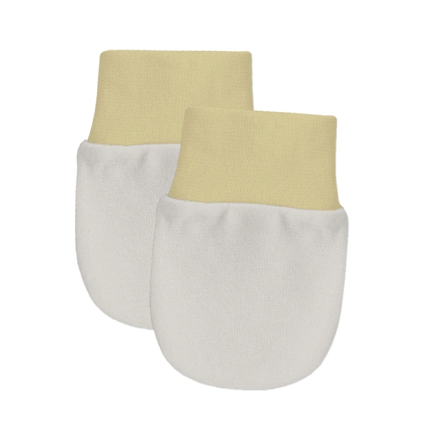 Adhigams Tweetie Newborn Cotton Hand Gloves/Muthi/Hosiery Mittens Set with Gentle Elastic Thread Wristbands | Unisex Mittensfor 0-12 Months (Pack of 2 Pairs) - 6-12 M